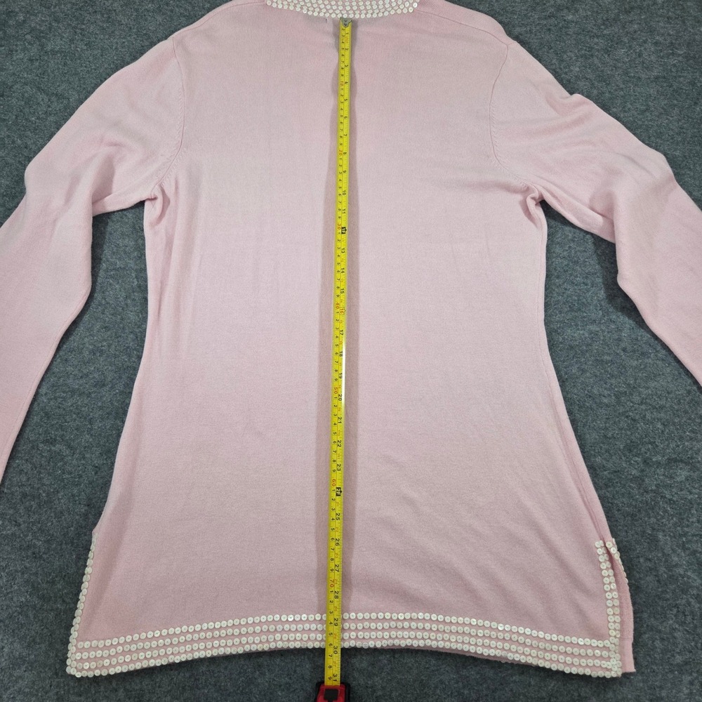 J.McLaughlin Womens Light Pink Sequin Embellished Split Neck Knit Sweater Large - Picture 6 of 7